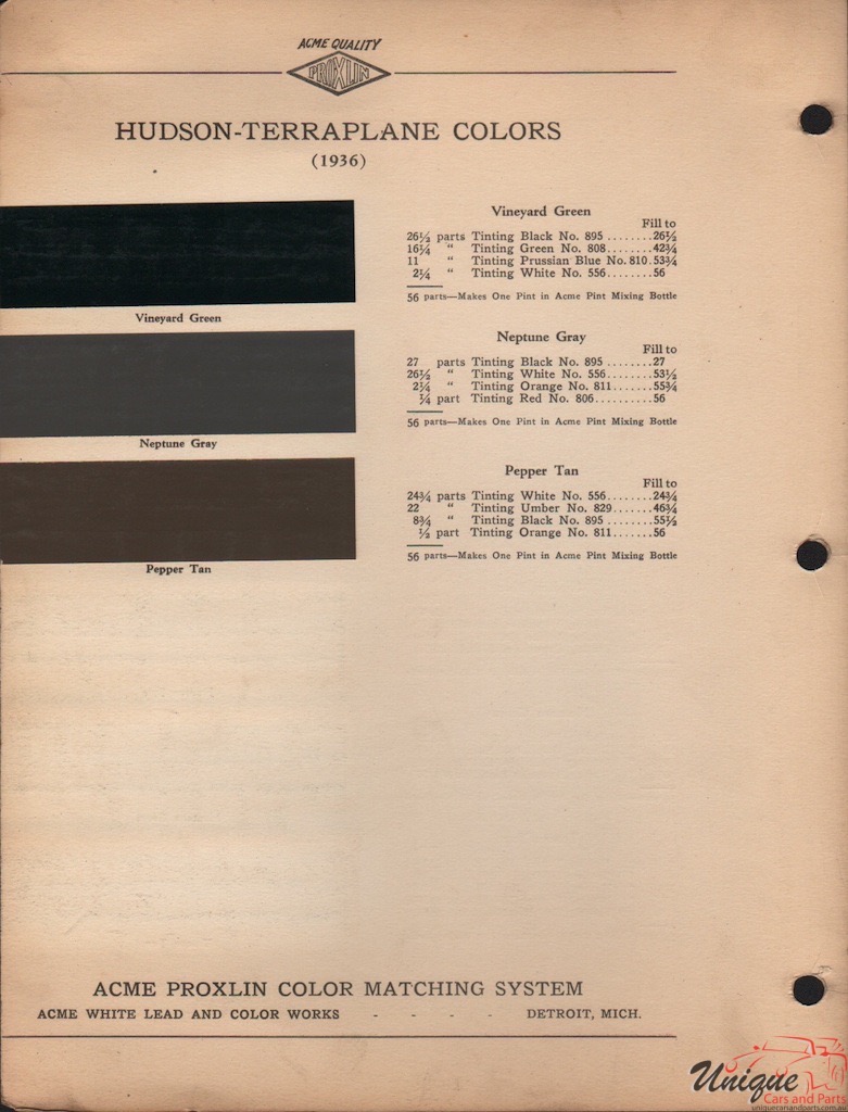 1936 Hudson Paint Charts Acme 2